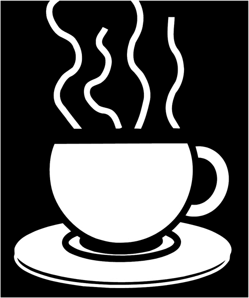 Steaming beverage in a cup vinyl sticker. Customize on line. Food Meals Drinks 040-0342